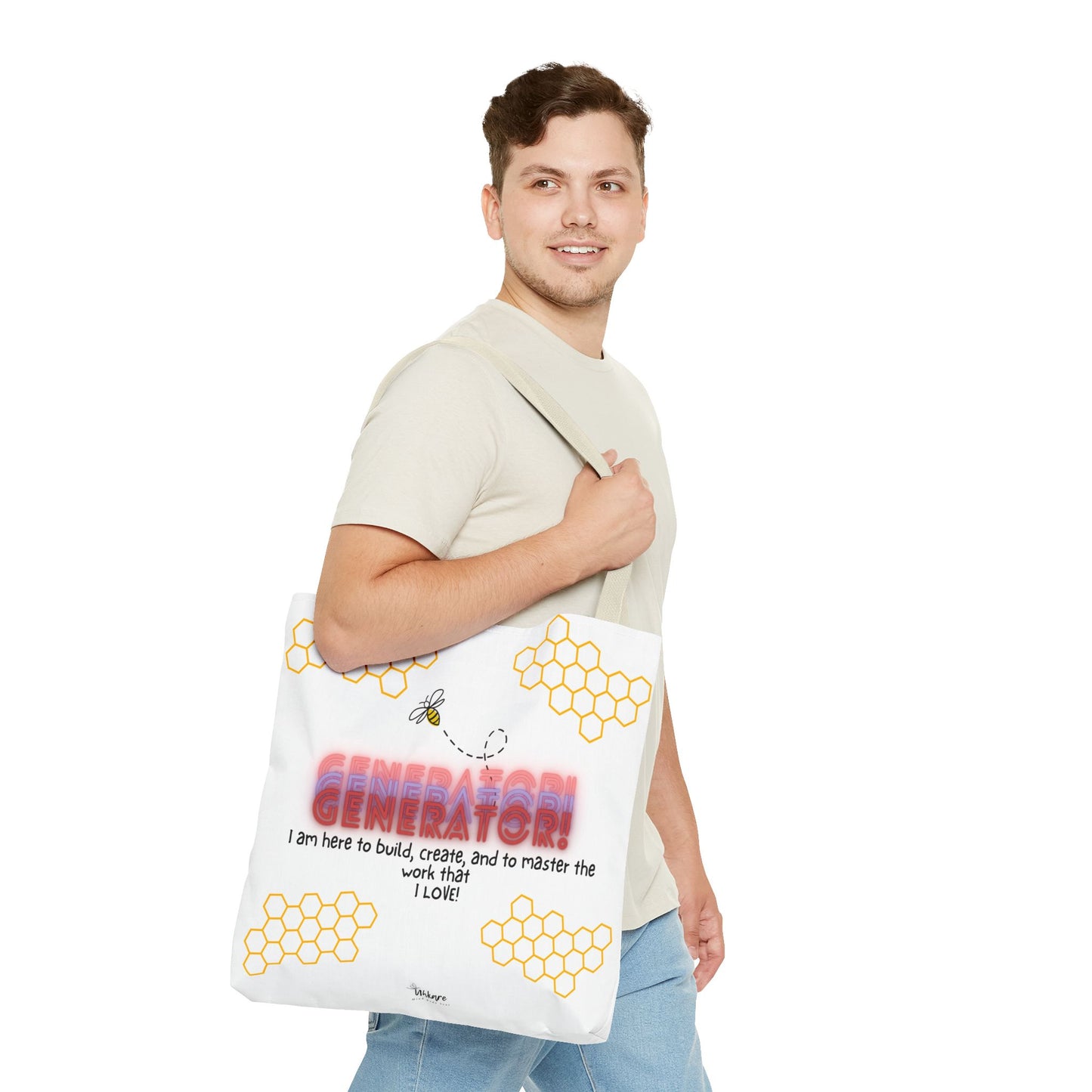 ✨ Generator Tote – Alchemist Energy on the Go ✨ You don’t chase purpose. You build it. This tote carries your essentials, and your devotion.