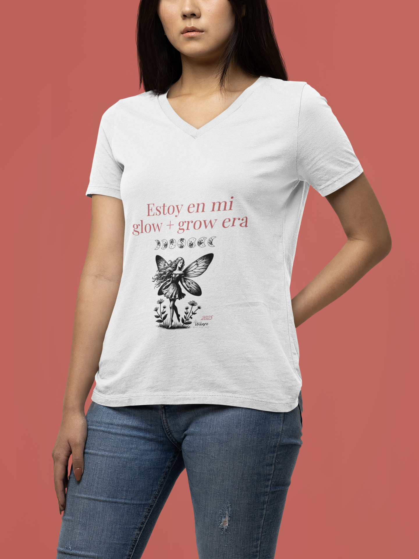 Fairy Glow & Grow V-Neck Tee | Positive Affirmation Shirt | Magical Quote Tee
