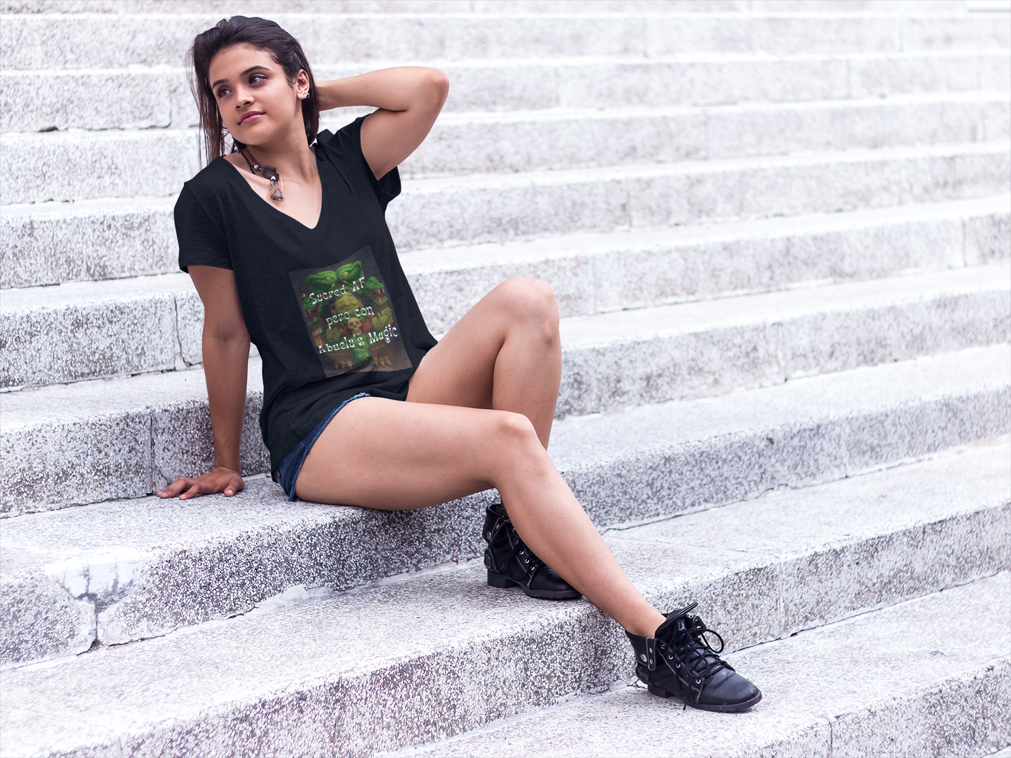 Sacred AF Tee - Abuela Coatlicue's Magic Edition (100% Cotton V-Neck)
