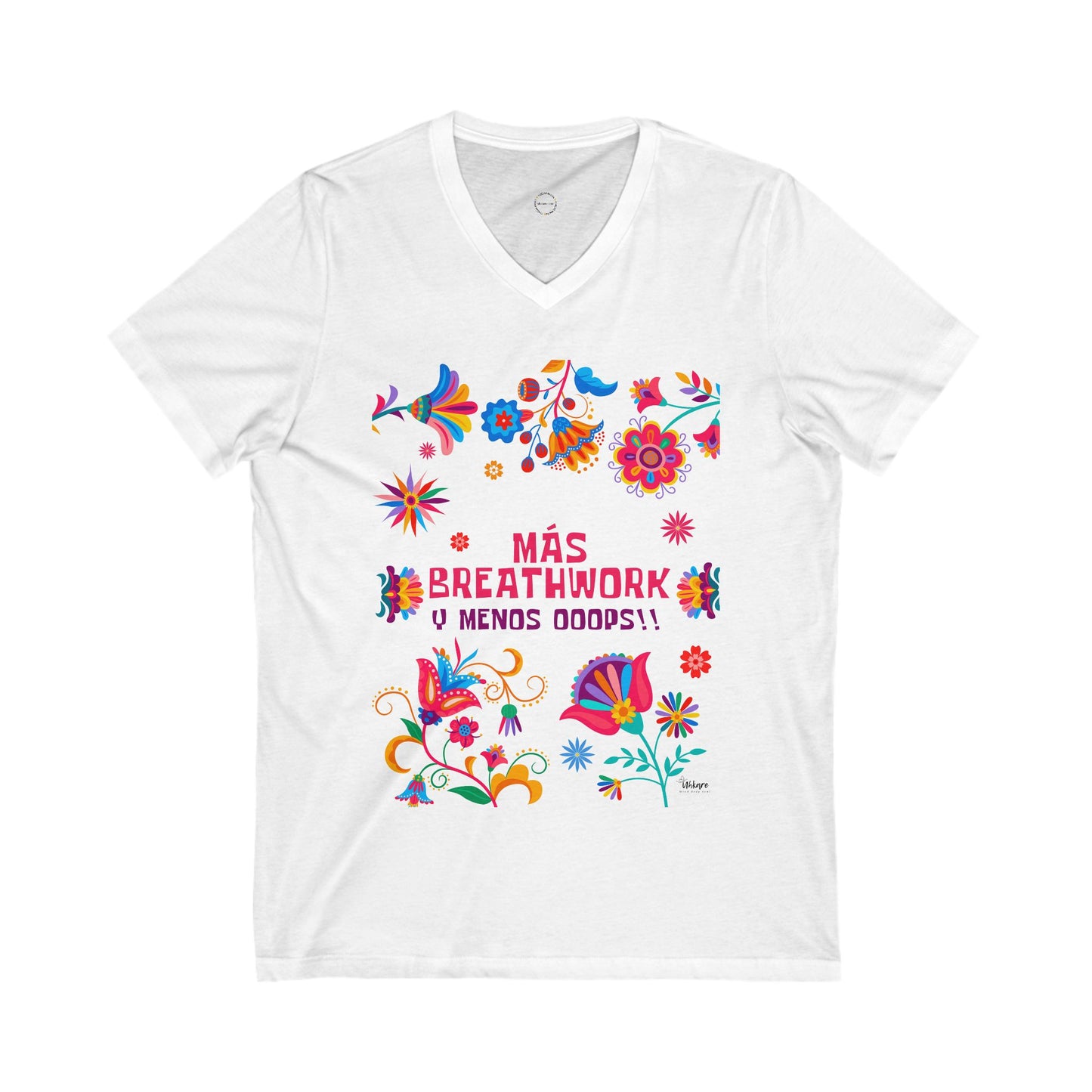 Más Breathwork Tee — Colorful Nervous System Edition (100% Cotton V-Neck)