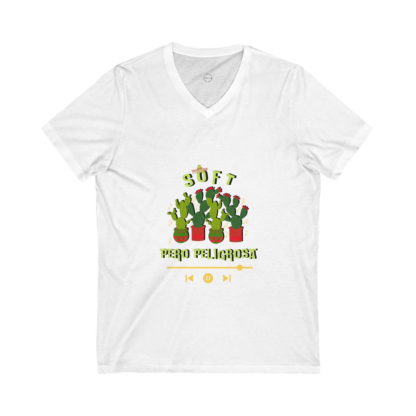 Soft Pero Peligrosa Tee — Cactus Era V-Neck (100% Cotton)