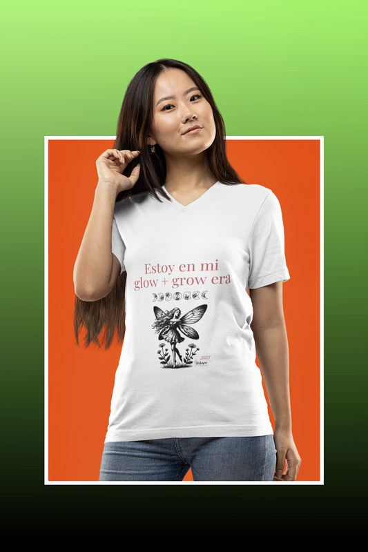 Fairy Glow & Grow V-Neck Tee | Positive Affirmation Shirt | Magical Quote Tee