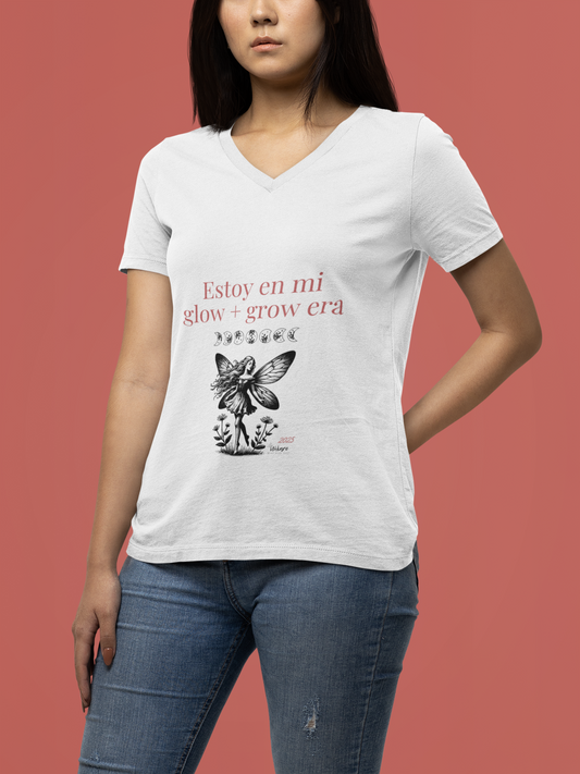 Fairy Glow & Grow V-Neck Tee | Positive Affirmation Shirt | Magical Quote Tee