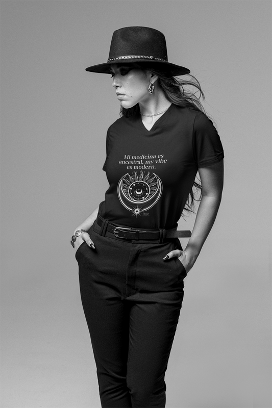 Modern Brujita Tee – 100% Cotton V-Neck for Sacred Rebels