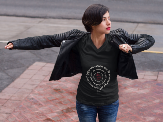 Heart Era Spiral Tee V-Neck (100% Cotton)