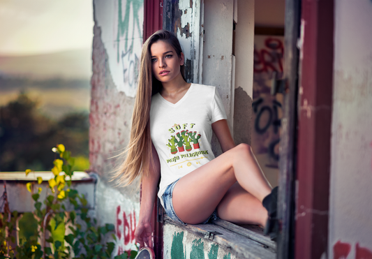 Soft Pero Peligrosa Tee — Cactus Era V-Neck (100% Cotton)